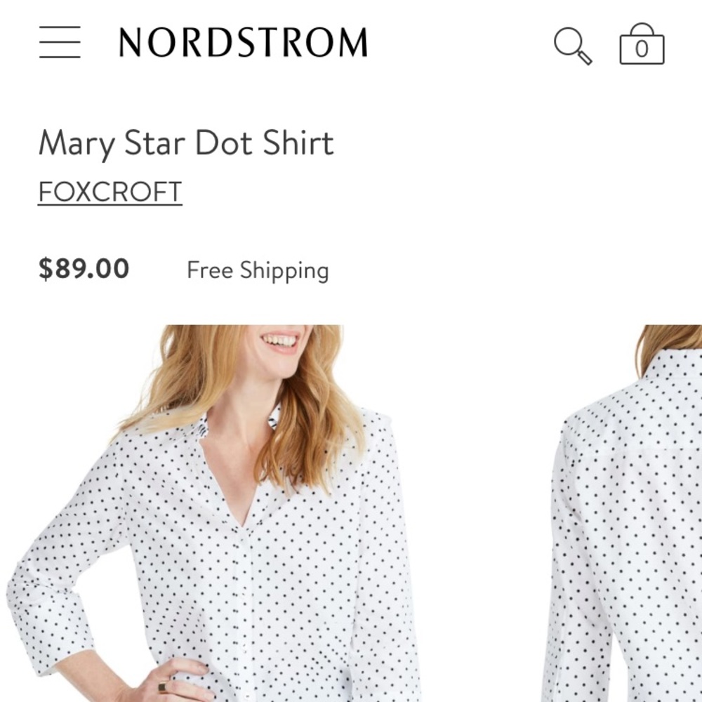 Wrinkle Free Fitted Button Up polka dot blouse - Picture 3 of 7